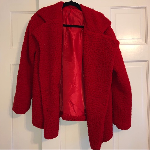 Red Fuzzy Jacket - Picture 1 of 2